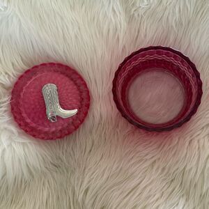 Cowgirl boot pink candle holder